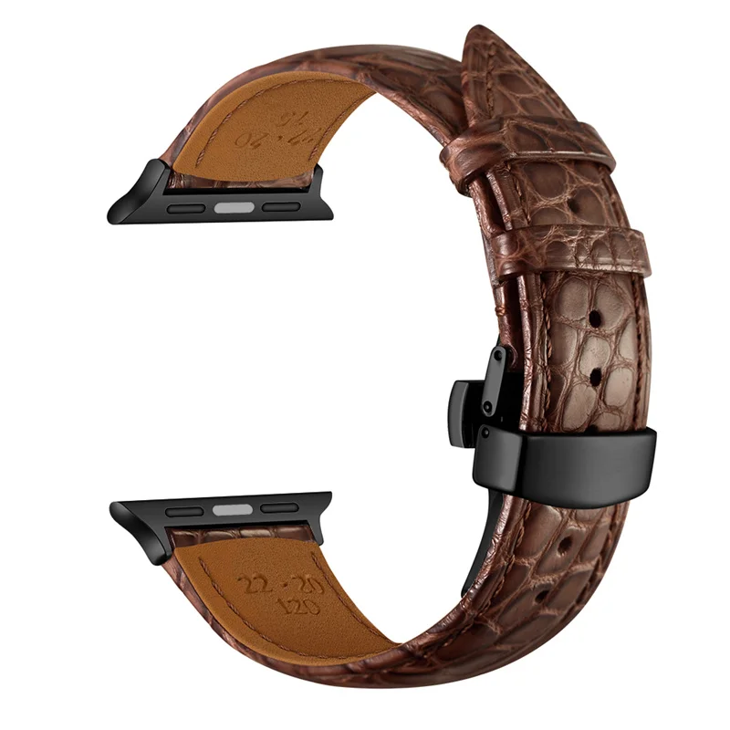 brown black Часы с ремешком из натуральной кожи, ремешок для наручных часов Apple Watch 44 мм 40 мм, 42 мм, 38 мм, версия Роскошные ремешки ремешок для наручных часов Iwatch серии 4/3/2/1 браслет - Цвет ремешка: brown black