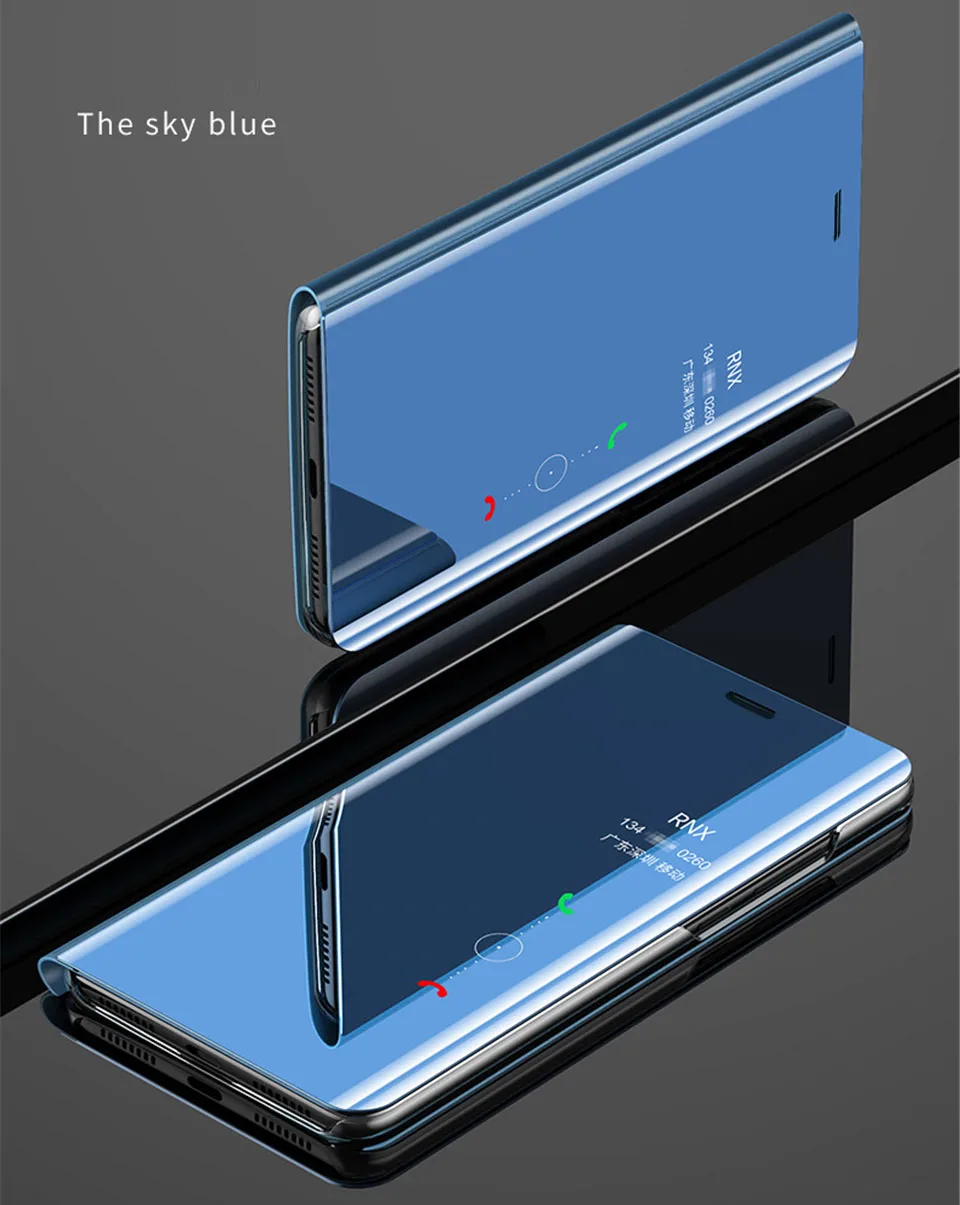 xiaomi leather case glass Smart Mirror Flip Cover for Xiaomi Mi Note 10 9 8 CC9 CC9E A3 A2 Lite 6X Pro Case for Redmi Note 8 8T 7 6 5 5A Prime 4 4X Cases leather case for xiaomi Cases For Xiaomi