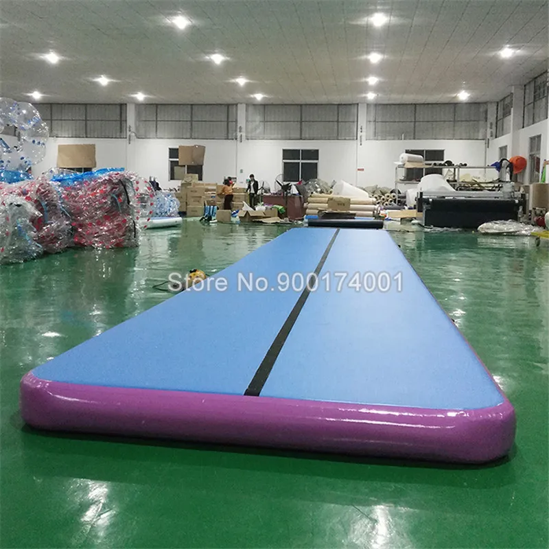 4 м/5 м/6 м надувной воздушный трек для гимнастики Акробатический матрас пол надувной коврик для йоги для фитнеса с электрическим насосом - Цвет: blue purple
