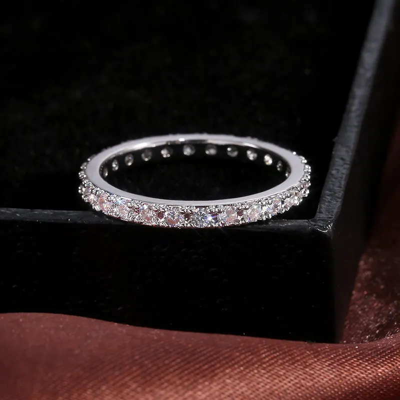 Браслет Frauen Schmuck Micro Pflastern Cz Zirkon Kristall Hochzeit кольцо для вечности со штабелированием Режим 2,5 мм браслет для юбилея из розового золота