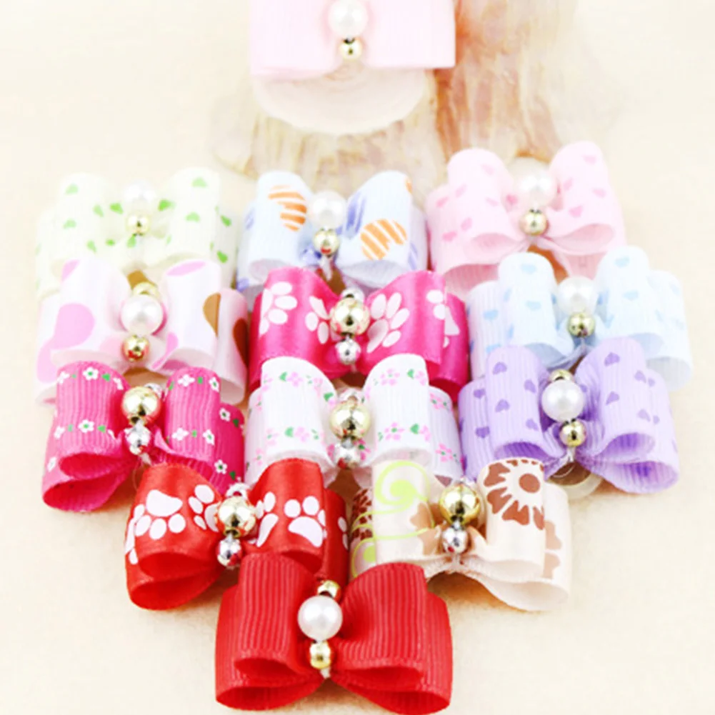 Cute Rubber Band Hair Accessories for font b Pet b font Dog Bow Grooming Bows Loverly