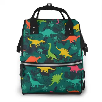 

Mummy Maternity Nappy Bag Colorful Dinosaurs Grunge Background Large Capacity Nappy Travel Backpack Nursing Bag for Baby Care