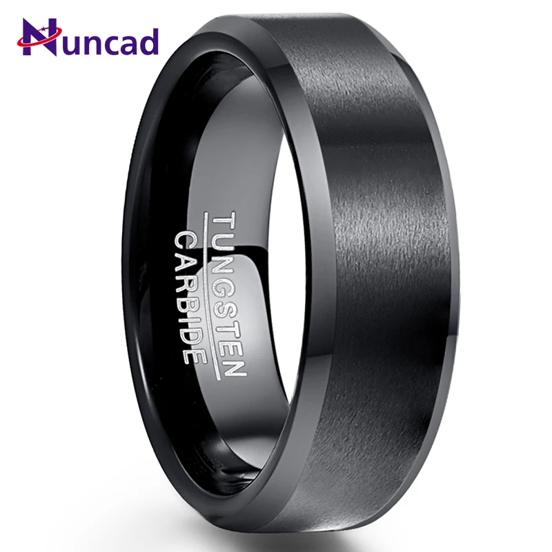 Nuncad US size 8MM hot sell Tungsten Carbide Ring Engagement Jewelry Ring Bague Homme Classic Black Matte Surface Tungsten Steel