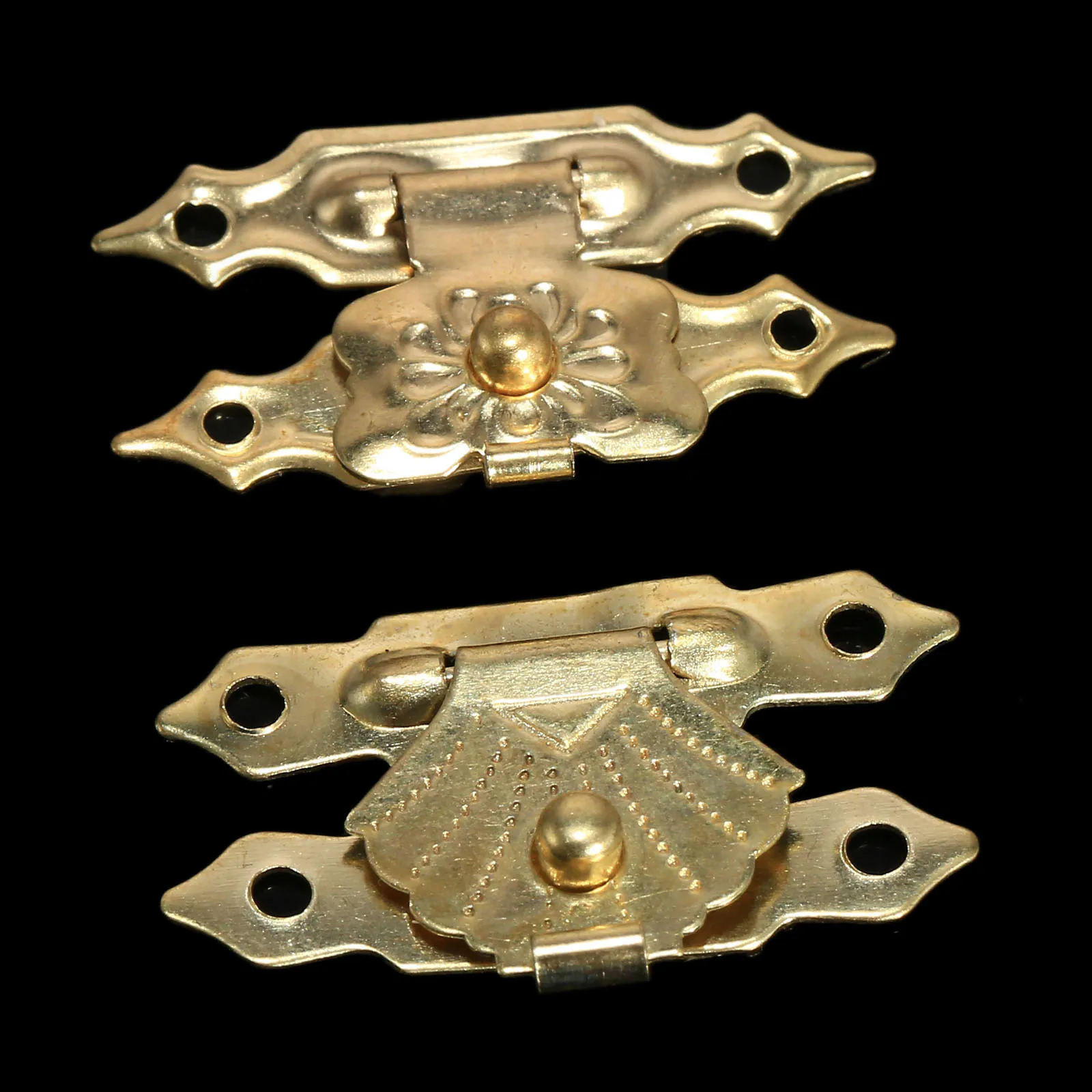 12Pcs Gold Hasps Latch Antique Hooks Vintage Lock 30mmx18mm buckles Decorative Brass Mini Jewelry Gift Wine wood Box Case screws