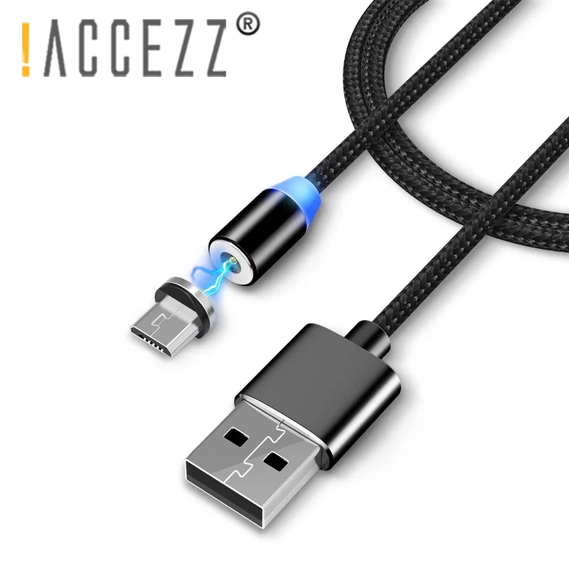 ! Магнитный светодиодный зарядный кабель ACCEZZ Micro USB для телефона Samsung S7 S6 S5 Note5 Xiaomi 4