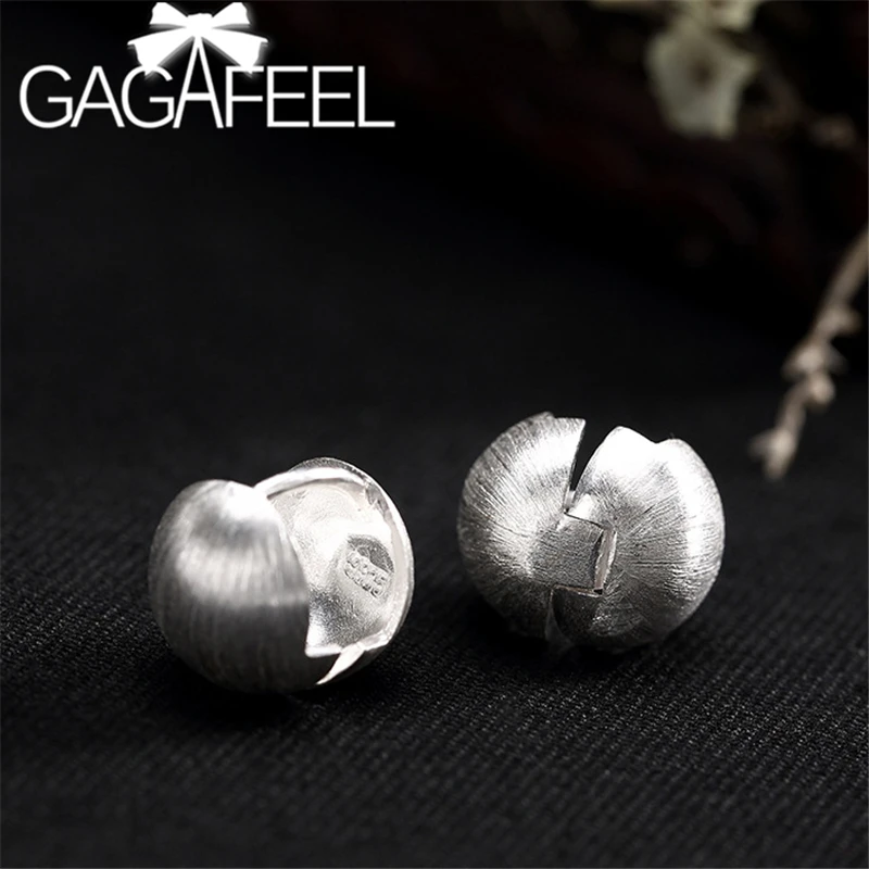 GAGAFEEL, Настоящее серебро 925, матовые серьги, простые круглые серьги-гвоздики, тайские серебряные ювелирные изделия, серебряные серьги-гвоздики с шариками для женщин