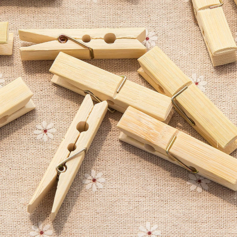 Laundry Hangers Craft Clips Multi-function Best quality Mini bamboo Wooden Clothes Photo Paper Peg Clothespin