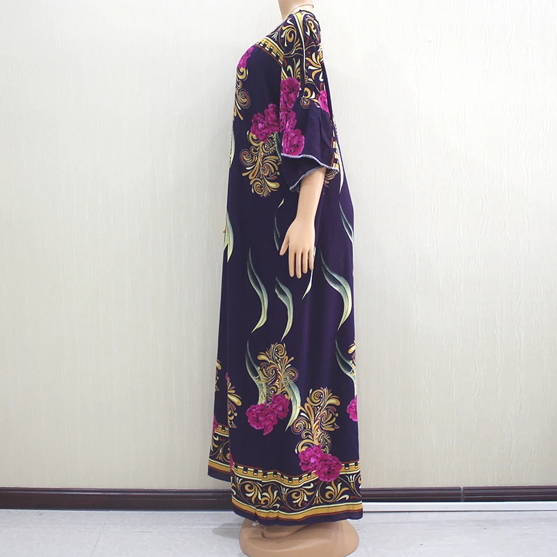 Африканский Дашики красивый o-образным вырезом цветочный принт Модное Элегантное Длинное платье для леди Африканский Дашики платье с большим шарфом