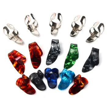 

Guitar Finger Sleeve 5 Thumb +Finger Nail Guitar Picks Plectrum Colorful Celluloid Thumb Finger Guitar Bass Banjo