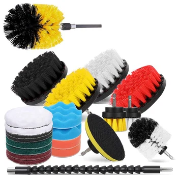 

23Pcs Drill Brush Set for Cleaning Power Scrubber Brush Pad Kit with Extend Attachment for Bathroom,Floor,Tile,Kitchen