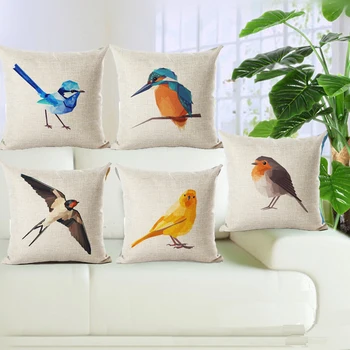 

Cute Lovely Animals Birds Throw Pillow Cover Case Cotton Linen Seat Waist Cushion Cover For Sofa Home Decor Capa De Almofadas