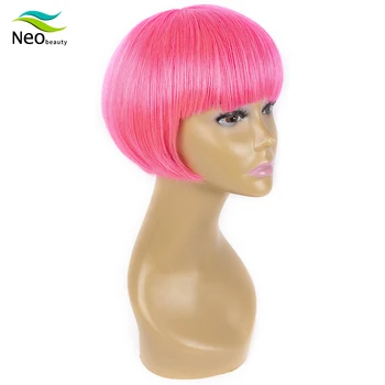 

colorful wigs with bangs pink wig human hair Brazlian Remy Straight human hair 150% density with cheap price