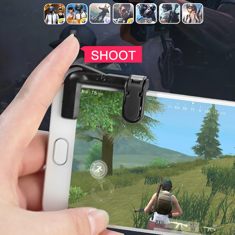 

Phone Game Pad Joystick Game Trigger For PUBG Controller Gamepad Cell Phone Mobile L1R1 Aim Key Fire Button for iphone Android