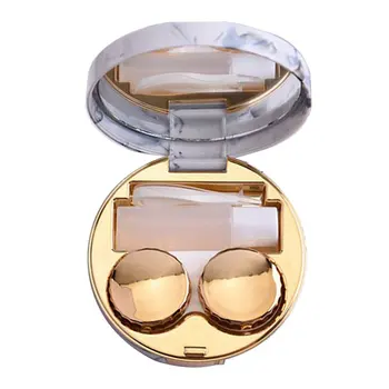 

2 Grids Plating Contact Lens Storage Box With Mirror Portable Contact Lenses Container Holder Organizer