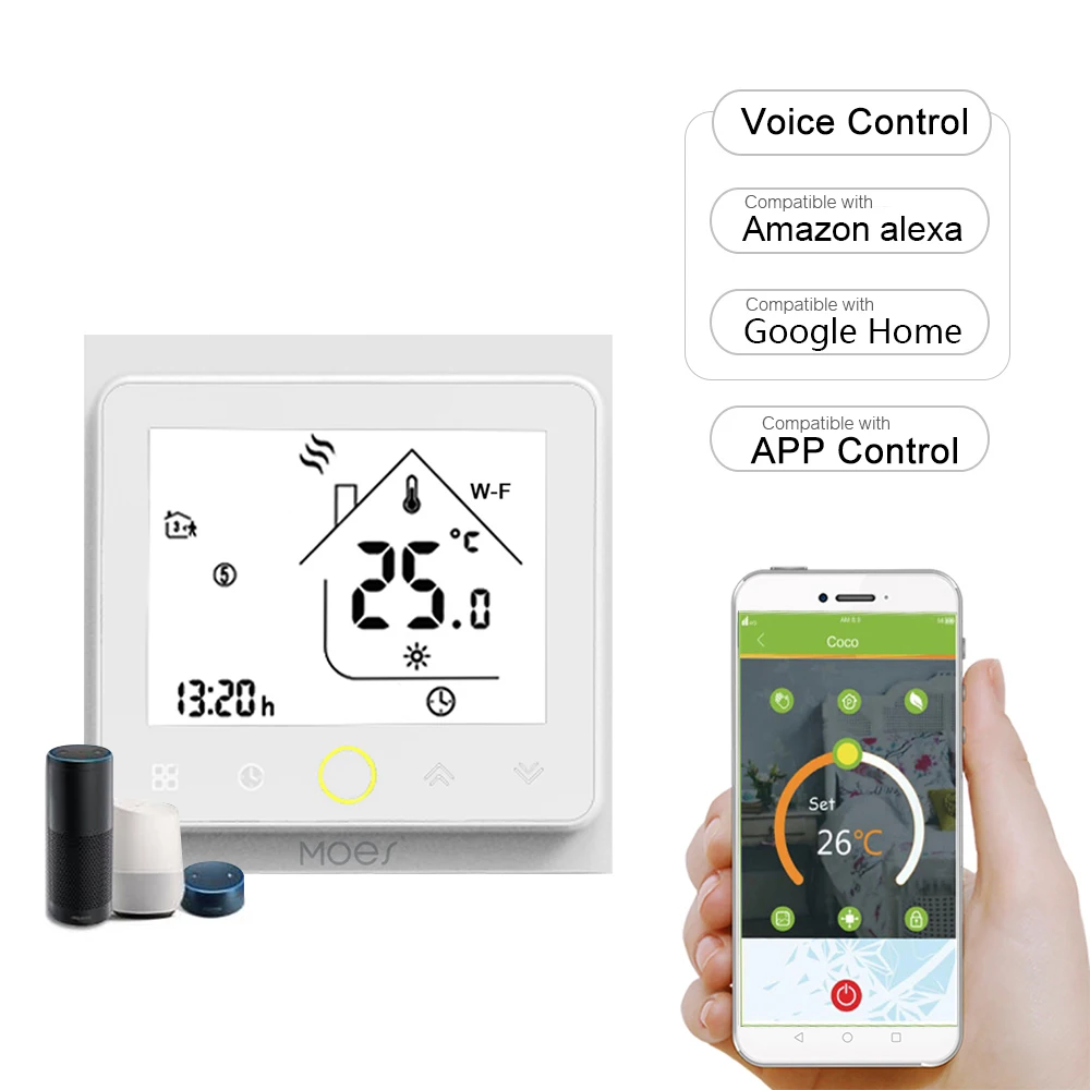 WiFi Smart Thermostat Temperature Controller APP Control for Home Floor Heating Water Compatible with Alexa / Google /Electric