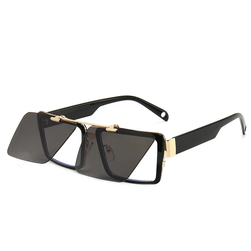 3 sunglasses Модные квадратные солнцезащитные очки для женщин и мужчин с откидной крышкой, женские солнцезащитные очки Oculos De Sol Feminino UV400, очки в стиле панк - Цвет линз: 3 sunglasses