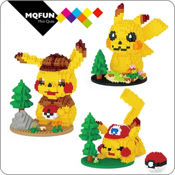 

BOYU Anime Cartoon pikachu mini diamond Block action figures Diamond Building Brick birthday Educational Toy For Kids Game toy