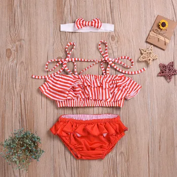 

Kids Baby Girls Striped Strap Bikini Beach Swimsuit Bathing Swimwear Set Outfits For Girls Summer Beach Wear LW 1224