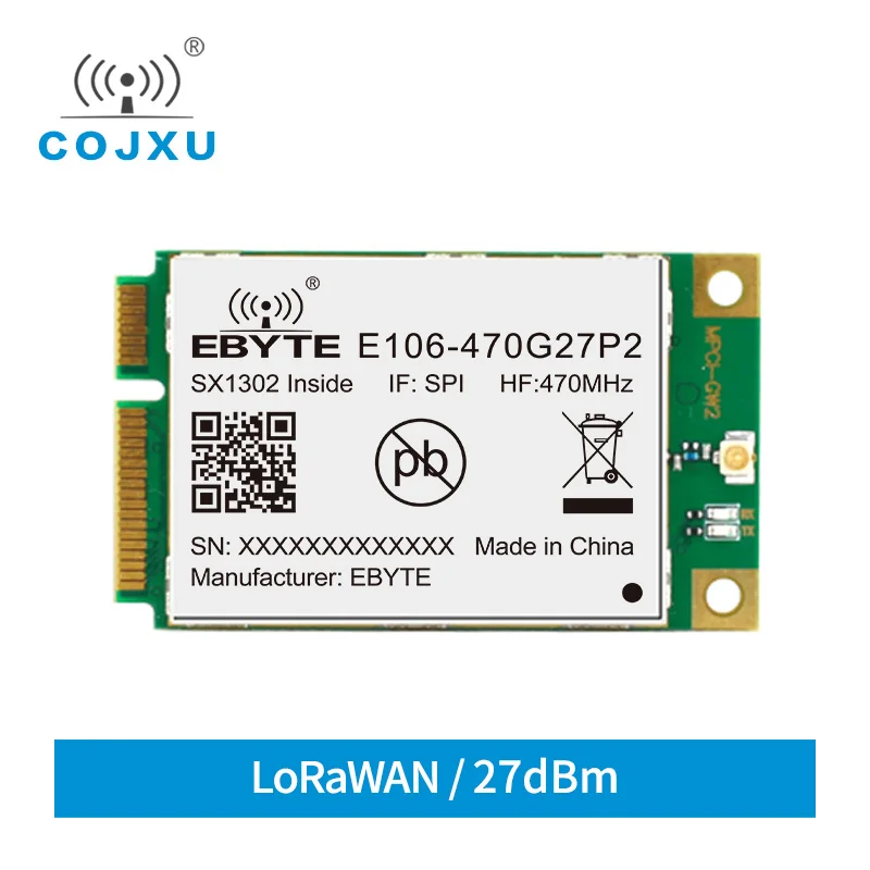 

Модуль шлюза LoRaWAN 470 ~ 510 МГц SPI Mini PCI-e 27 дБм