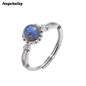 

Fengxiaoling 2020 Trend Large 925 Sterling Silver Synthetic Moonstone Rings For Women Round Small Stone Silver Rings Jewelry
