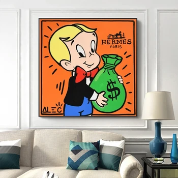 

Alec Monopoly Rich Money Man Canvas Painting on the Wall Art Posters and Prints Graffiti Art Wall Pictures Home Decor Cuadros