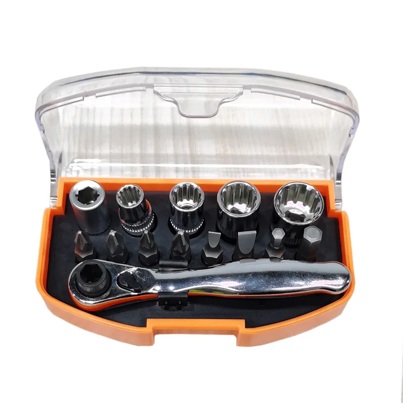 14 Pcs Screwdriver Bit Ratchet Set Extra Hard Quality Drill Driver and Sleeve Accessories Portable Repair Tool
