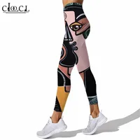 CLOOCL Women Leggings Colorful Abstract Art Print High Waist Elasticity Legging Casual Female for Outdoor Fitness Jogging Pants
