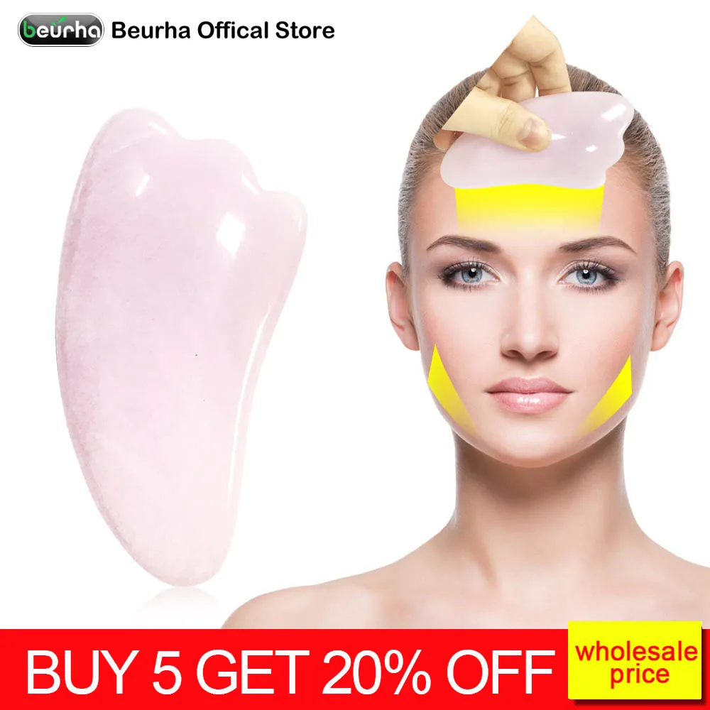 

Rose Quartz Jade Guasha Board Natural Stone Scraper Chinese Gua Sha Tools For Face Neck Back Body Acupuncture Pressure Therapy