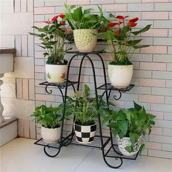 

Wrought Iron Flowerpot Rack Creative Plant Pot Stand Decorative Flower Pot Shelf for Home Balcony Garden