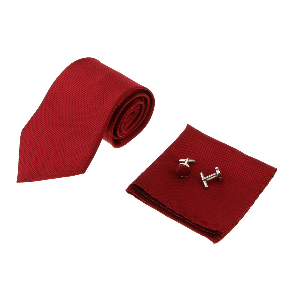 4 шт./компл. Модные Классические Вечерние Для мужчин галстуки однотонные галстук запонки платок галстук-бабочка, комплект