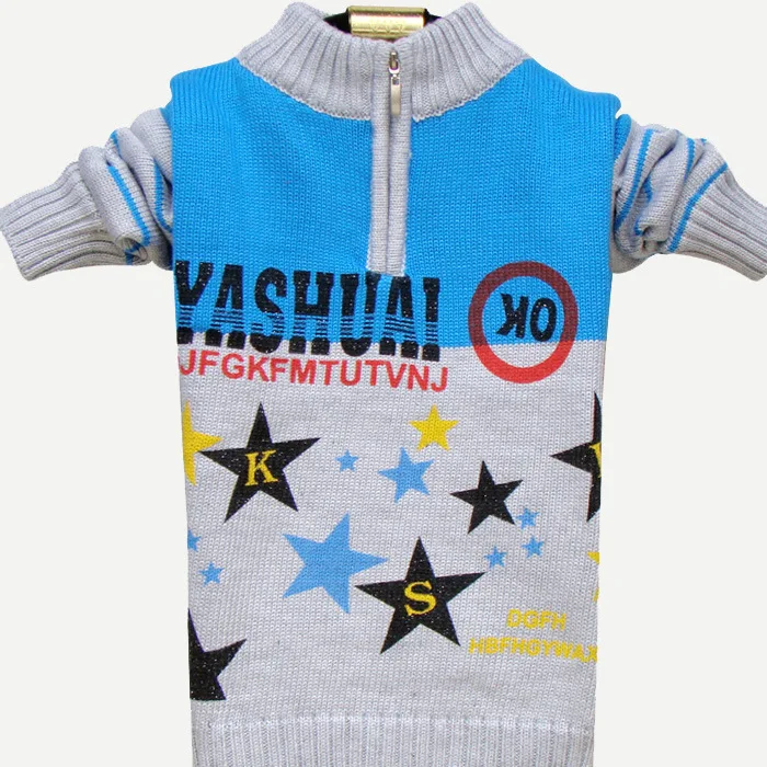 Детский свитер для мальчиков, одежда для детей, зимний теплый детский свитер, воротник-Черепаха и свитер с круглым воротником - Цвет: star blue