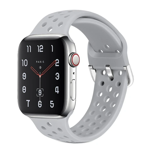 Ремешок для apple watch band apple watch 5 4 3 44 мм 40 мм iWatch band 5 42 мм 38 мм спортивный силиконовый браслет correa watch аксессуары - Цвет ремешка: Gray