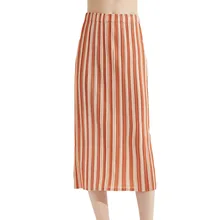 Модная новинка, высокая талия, плиссированная, полосатая, осенняя, эластичная, полубоди, покрытая бедрами, длинная юбка, женская нижняя часть WJ19111