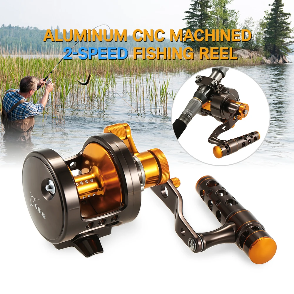 

8 + 1BB 5:1 / 3.1:1 Aluminum CNC Machined 2-Speed Fishing Reel Lever Drag Anti-reversal And Dual Docking Big Game Trolling Reel