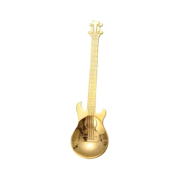 

1Pcs Stainless Steel Cartoon guitar Spoon Milk Coffee Spoon Ice Cream Candy Teaspoon accessories