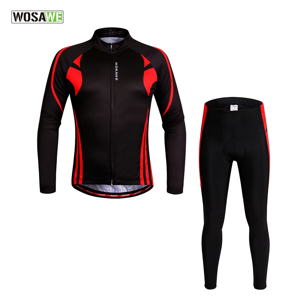 

WOSAWE Cycling Jersey Set Long Sleeved Cycling Clothing MTB Clothing Bicycle Jersey Breathable Gel Pad Sportswear Ropa Ciclismo