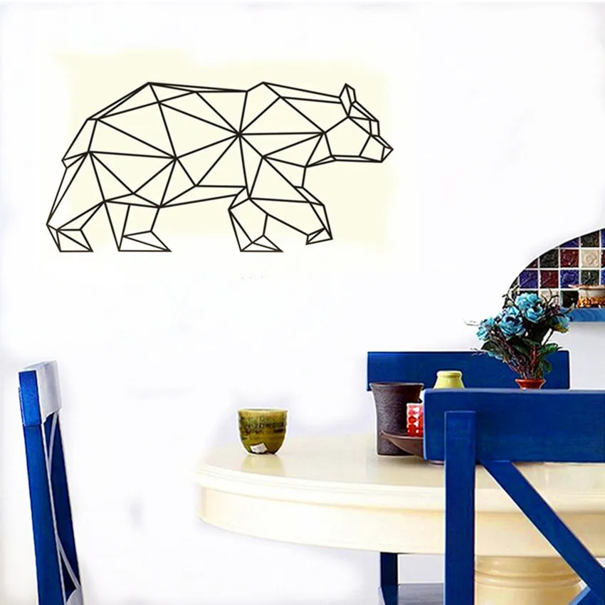 Foreign Trade Cool Geometry dong wu bear Wall Stickers Creative Bear Stickers Living Room Bedroom Decoration Wall Sticker Mural