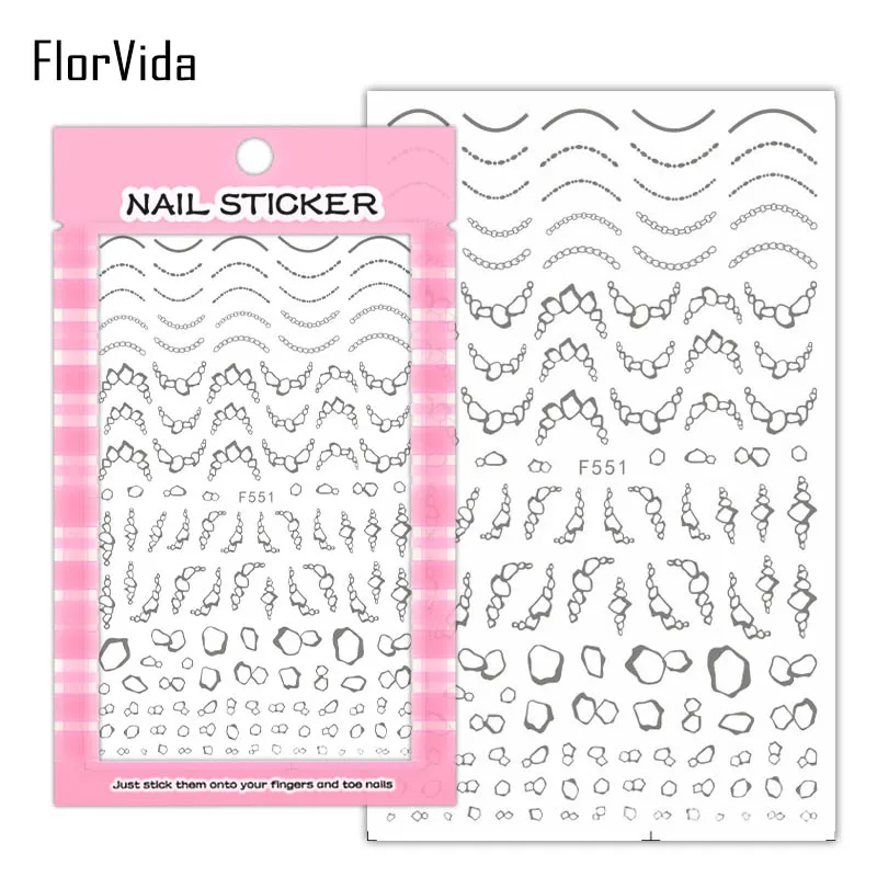 FlorVida F214-220 3D слайдер для ногтей золотые черные наклейки Переводные картинки с бабочками клейкий дизайн для маникюра Советы украшения для ногтей