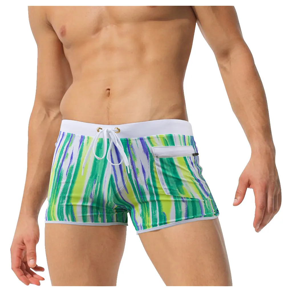 Leaves Printed Men's Sexy Bodybuild Gradient Trunks Short Pants Swim Surfing Summer Holiday Beach Swimming Shorts Male Boxer | Спорт и