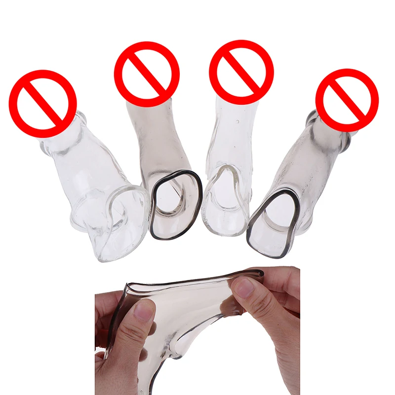 Extender Enhance Condom Soft Penis Enlargement Sleeve Silicone Reusable Condom Erection Aid Sex Products For Men