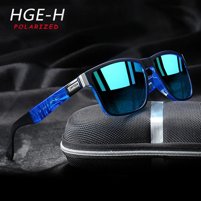 HGE-H, очень крутые цветные поляризованные солнцезащитные очки, мужские, 13 цветов, спортивный стиль, квадратные солнцезащитные очки, фотохромные линзы, очки для вождения