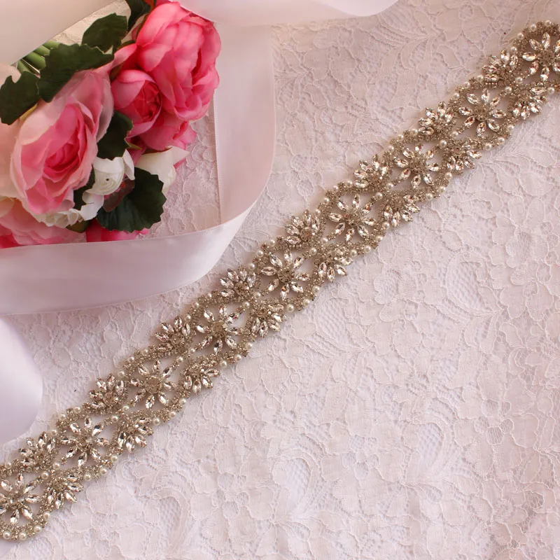 Свадебный ремень с кристаллами riem strass riem handgemaakte riem bruiloft аксессуары - Цвет: Белый