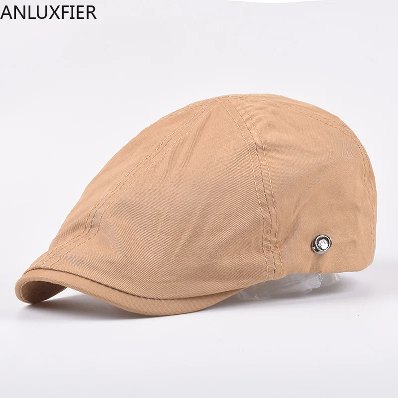 

H7512 Men Summer Beret Hat Women Retro Solid Color Berets Cap Korean Fashion Forward Hats Female British Painter Youth Caps