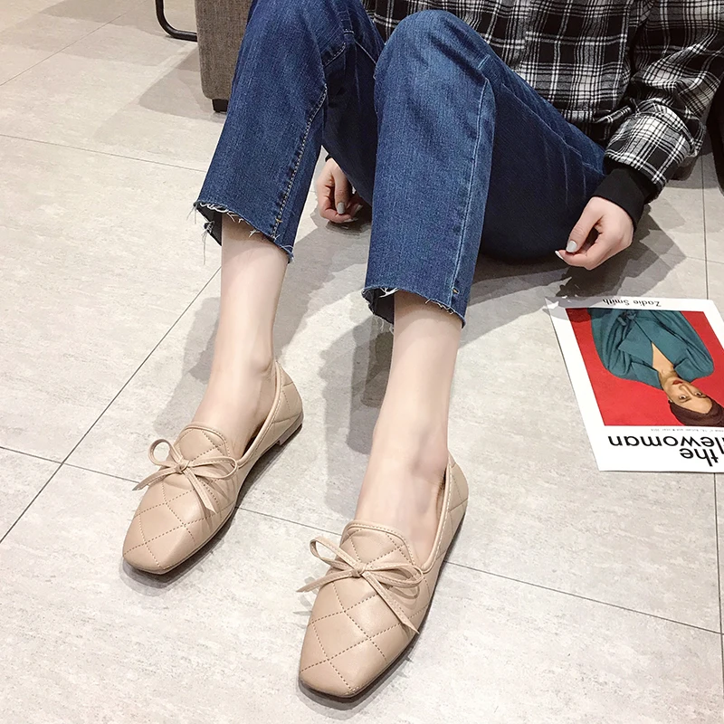 

2020 ladies flat shoes spring new style Soft skin-friendly comfortable square head shallow mouth Women casual wild shoes U25-40