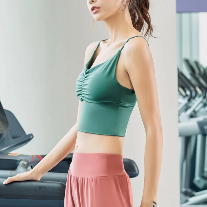 Women Yoga Vest Solid Color Quick Drying Top with Chest Pad for Sport Fitness SEC88