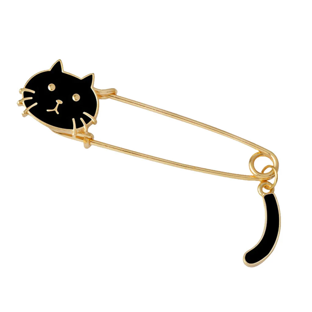 2 Pcs Lovely Cat Brooch Safety Pin Cute Animal Shape Corsages Scarf Clips Lapel Pins Fashion Jewelry for Women Girls