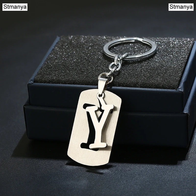DIY из нержавеющей стали A-Z буквы брелок талисман 26 букв брелок мужской женский брелок пара подарок ювелирные изделия автомобильный брелок - Цвет: Y