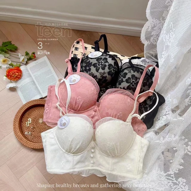 Pink Lace Japanese Style Bra and Panty Sets for Women Lingerie Sexy Bow  Push Up Seamless Bras Bralette Mujer Brassiere Briefs - AliExpress