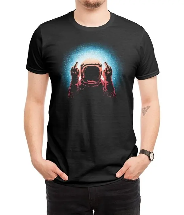 New Men Casual Printed T shirt Negative Spaceman Short Sleeve T-shirts Tee Tops |