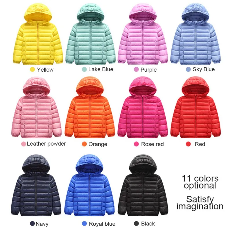  Fashion 90% Duck Down Jacket Coat Baby Girls Boys Parka Kids Jacket Zipper Hood Winter Warm Childre